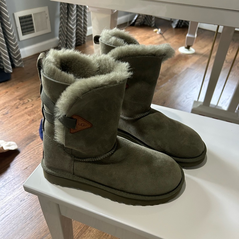 UGG Olive Suede Shearling Mid-Calf Boots